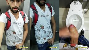 jerking off my big uncut cock at the mall s public bathroom - camilo brown