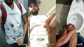 jerking off my big uncut cock at the mall s public bathroom - camilo brown