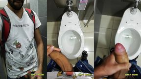 jerking off my big uncut cock at the mall s public bathroom - camilo brown