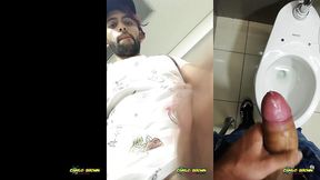 jerking off my big uncut cock at the mall s public bathroom - camilo brown