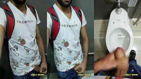 jerking off my big uncut cock at the mall s public bathroom - camilo brown