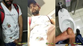 jerking off my big uncut cock at the mall s public bathroom - camilo brown