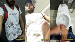 jerking off my big uncut cock at the mall s public bathroom - camilo brown
