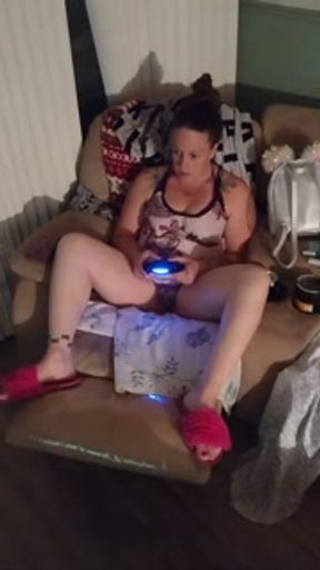 Caught Filming Up Her Dress Pretty Amateur Milf Smoking Cigarettes and Playing Video Games
