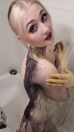 X-men Rogue Body Paint Shower Removal Dirty Talk &amp; Fingering