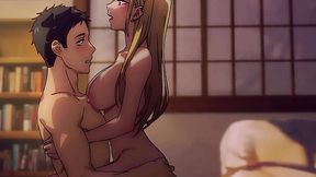 Busty blonde seduces Gojou and had a great time with his cock inside hentai