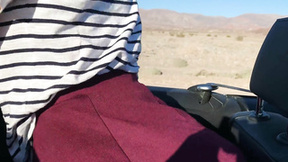 Public teen sex in the convertible car on a way to Las Vegas - Eva Elfie