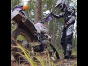 Pissing on Dirt Bike in Full Gear