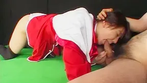 Cum craving Asian teen in uniform sucks a big cock