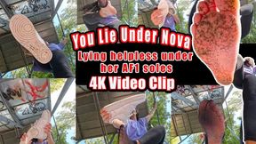 4k - You Lie Helpless Under the Soles of the Ultimate Goddess Nova – Nike Air 1 Crushing, Shoe Cleaning Mat, Sweaty Fishnet Socks Sniffing, Stinky Damp Feet Licking, Intense Foot Smelling & Cleaning POV in 4K