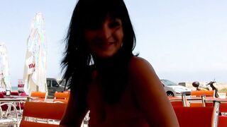 Ebony haired french women fucks outside