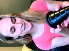 Mature blonde masturbates with sex toy in porn movie