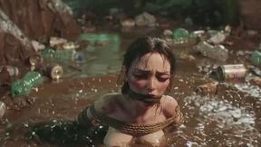 Filthy Bound Girl in Garbage - Horny & Begging for Cum Inside