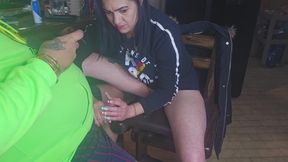 Friends Girl Jerking Me off While She Flashes Me Her Pussy