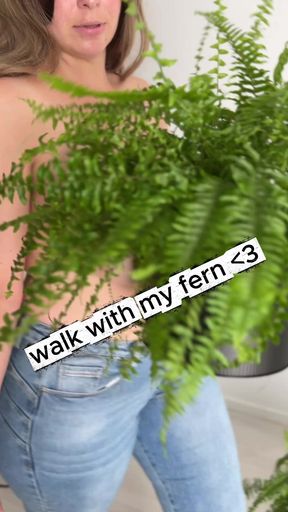 Walking without a bra with a fern on the treadmill