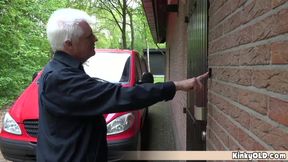 Angry teen slut fucking the old delivery guy