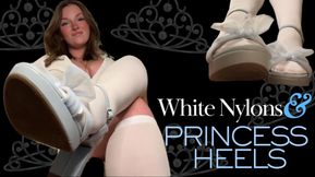 White Nylons and Heels - Knee High Nylon Socks Heel Shoe Foot Feet Fetish Goddess Verbal Humiliation Degradation Goddess Worship