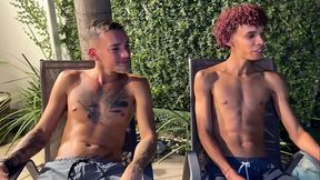 Tres amigos heteros s&atilde_o flagrados fazendo broderagem sem camisinha depois de banho na piscina / Three straight friends are caught doing embroidery without a condom after bathing in the pool