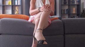 Sexy Crossdresser in Mini Skirt and High Heels