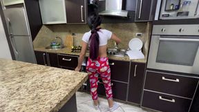 My 18 Year Old Maid Cooking, What a Delicious View I Love to See Her Big Ass