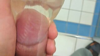 Big cock bottle fucking with cum in water - kinky masturbation and cum spurting