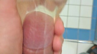 Big cock bottle fucking with cum in water - kinky masturbation and cum spurting