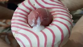 Russian school doll in the dorm pounds a yummy donut with a large boy meat