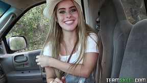 Blue-eyed teen agrees to get banged in the car for cash - Team Skeet