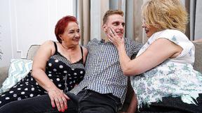 ”Two naughty mature sluts getting ravaged by one younger guy”