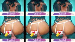 Rubidoll penetrates her small pussy with a BBC dildo