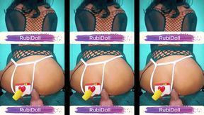 Rubidoll penetrates her small pussy with a BBC dildo