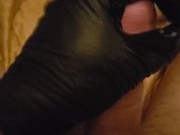 Black glove stroke with cum