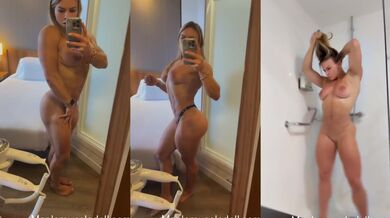 Female bodybuilder practising her poses
