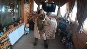 Golden Dress, Fur & Smoking - Hairy Pussy, Deep Blowjob & Hard Doggy on a Freezer