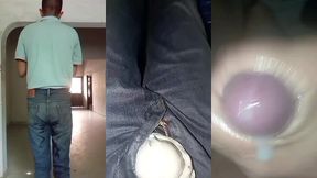 pantalones orinados con panal de tela y un dia lleno de delicia y pajas