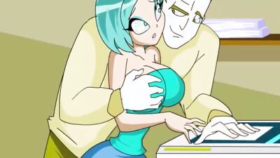 Big-titted cartoon teen gets naughty at work - cartoon parody