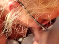 Sucking a big cock outdoors on a sunbed.
