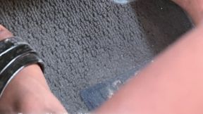 Ebony Goddess driving for 7 minutes straight in sandals with green pedi | HD