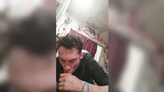 Amateur interracial blowjob with hung black cock and white guy
