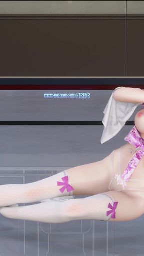 Featured Haku (yawane) - a Thousand Lanterns Traditional-style Seductive Qipao, Thong, White Stockings, High Heels