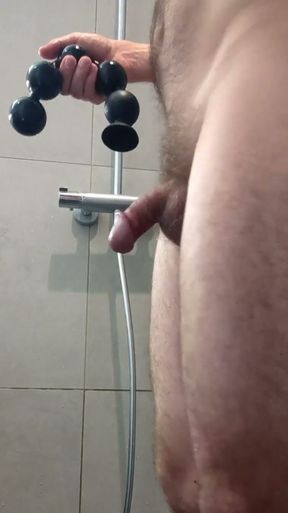 First time with anal bead &amp; some prostate milking   Clip 1