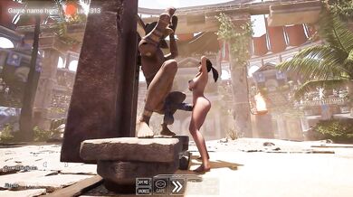 Lara Croft gets her tight pussy fucked by a statue's huge cock. 3D Hentai Game