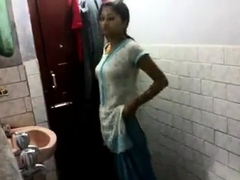 Indian girl in bathroom