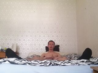 Slim lanky hunk teen strokes moist large penis