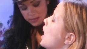 ”Big ass lesbian submits to paddling by mistress in leather”