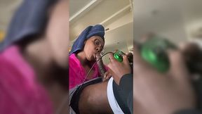 She sucks his big black cock while he is playing videogames