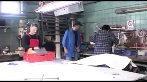 Horny handyman fucks a hot German cougar on the table