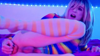 Neon t-model harsh rectal sesh with assfucking ejaculation