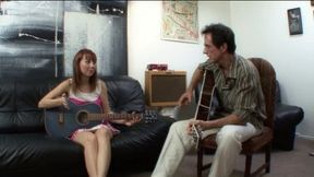 Darlings Guitar Lesson Turns In To Hand Job and Foot Job And Ends With Cum In Mouth! (1st half mp4 sd)