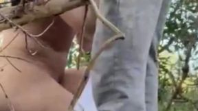hot amateur boy sucks and rims in the woods